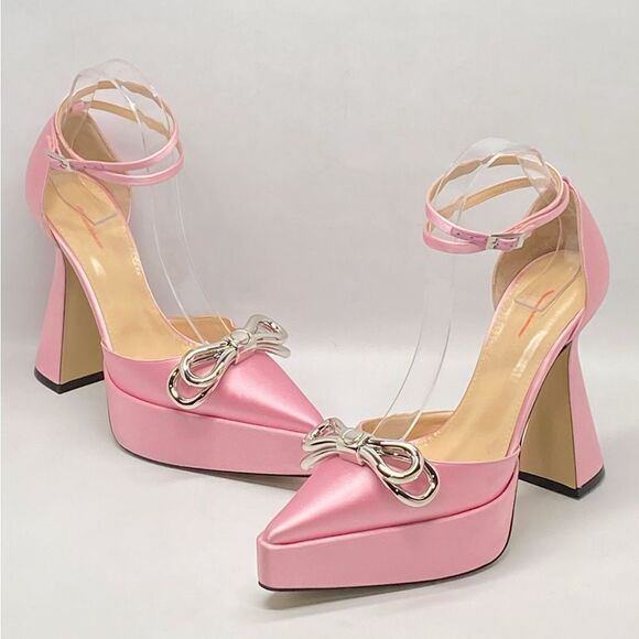 Mach & Mach Double Bow Satin Platform Pumps size 38 - Picture 1 of 11